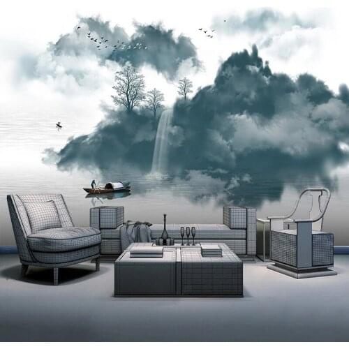 Custom 3D Waterproof Wallpaper Abstract Ink Waterfall Landscape Mural Living Room TV Background Home Decorative Wall Cloth