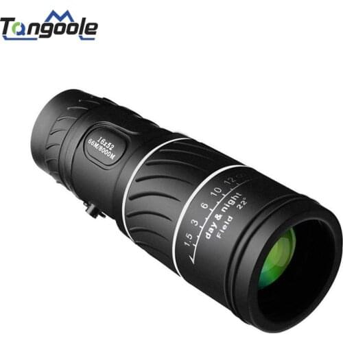 Portable 16 X 52 Monocular Telescope 66 / 8000M Plastic Binoculars Black Outdoor Sports Telescope HD Night Vision Telescope