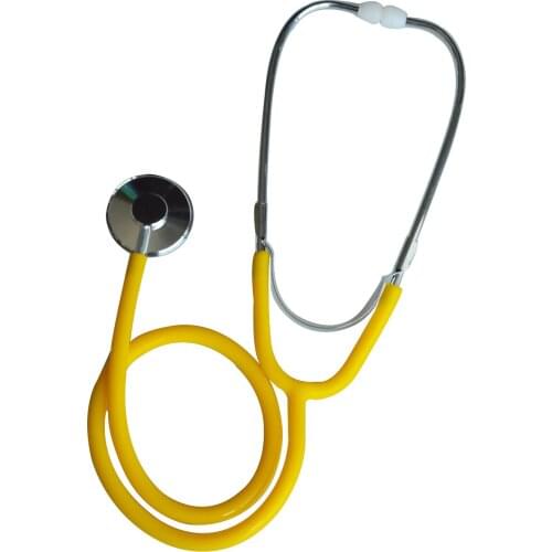 Professional Stethoscope Adult And Child Aluminum Dual Head Echometer With Anti-cold Ring Color Yellow