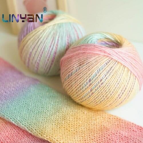 1 ball *200g Hand knitting scarf yarn for knitting Thick wool yarn Space dye gradient ramp rainbow thread DIY crochet yarn ZL49