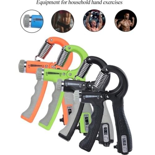R-Shape Adjustable Hand Grip Sports Strength Countable Exercise Strengthener Gripper Spring Finger Pinch Carpal Expander