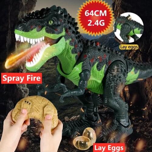Intelligent Remote Control Robot 2.4G RC Spray Dinosaur 46CM Large Size Can Lay EggsWalking Speaking High Simulation Dinosaur