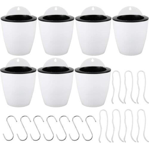 Self Watering Hanging Planters 7 Pack for Plants Flowers Indoor Outdoor Window Wall Large 7 Inch Plant Pots with Hooks