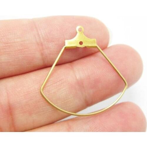 Brass ear hoops 27x26.5mm Fan shaped Raw brass earrings findings Geometic ear wire -20pcs R3488