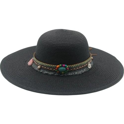 Sun hats casual western cowboy band belt straw hats big brim 11cm summer spring round top white black outdoor beach summer hats