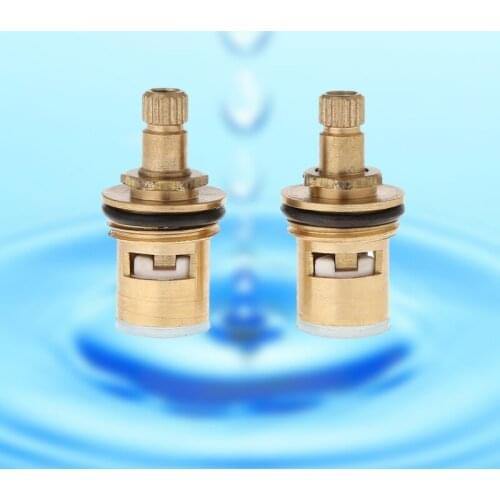 Y55D 2 Pcs Faucet Replacement Brass 1/4 Turn G1/2" Ceramic Disc Cartridge Hot Cold Tap Valve