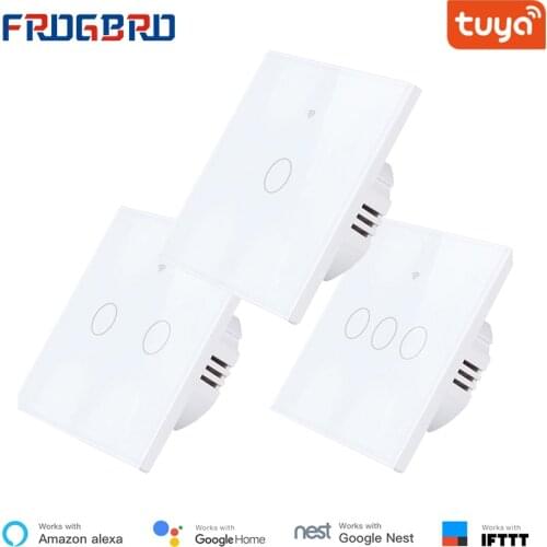 FROGBRO Smart Switch Glass Screen Wifi Touch Light Switch Smart Life EU UK 1 2 3 Gang Work with Alexa Google Home IFTTT Tuya