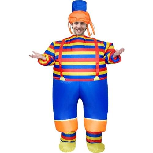 Adult Halloween Stripe Clown Inflatable Costume cosplay Clown Suit Masquerade Costume Cosplay Magic Funny Party Dress Suit