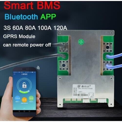 Smart BMS 3S 12V 60A 80A 100A 120A Li-ion Lithium Protection Board W balance High Current Bluetooth APP PC software GPRS