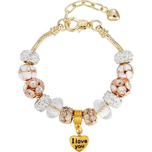 Crystal Beads Charm Bracelet for Women Love Pendant Women Bracelet Luxury Jewelry Bracelet Women