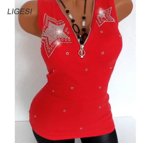 2018 Large Sizes Pullover Summer T-Shirts Women Sexy Zipper V Neck Sleeveless Tops Black White T Shirt Plus Size 5XL Slim Vests
