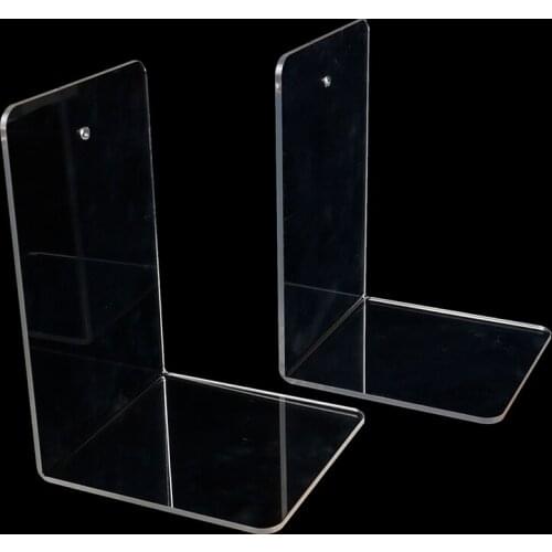 1PC Clear Acrylic Bookends L-shaped Desk Desktop Book Holder School Stationery
