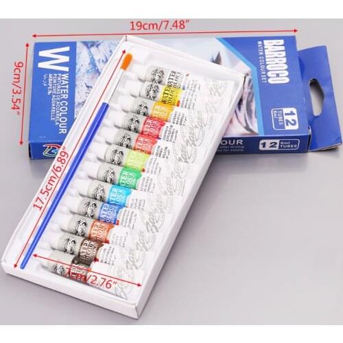 12 Colors Tubes 6ml Paint Tube Drawing Painting Watercolor Pigment Set With Brush Art Supplies