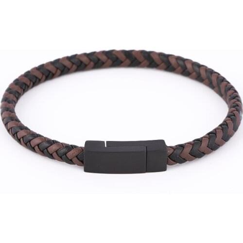 2021 popular Leather Rope Bracelet Stainless Steel Leather Braided Bracelet leather multi-layer jewelry for men