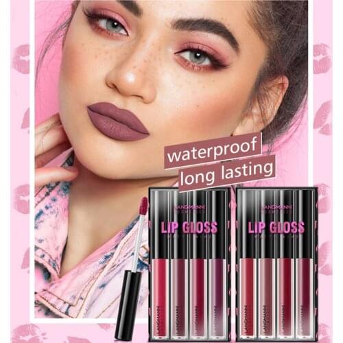4pcs Matte Lip Gloss Velvet Sexy Liquid Lipstick Set Long Lasting Waterproof Moisturizer Cosmetic Lip Tint Lipstick Make Up