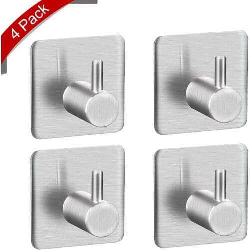 4PCS/pack 3M Self Adhesive Stainless Steel Hooks Hat Key Rack Bathroom Kitchen Towel Wall Hanger Holders Home Storage organizer