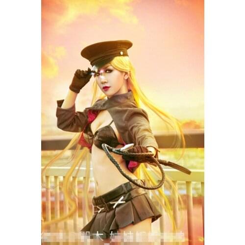 Anime! Noragami Bishamon Black Powerful Cosplay Costume Bikini Uniform For Women coat+bikini+skirt+hat+gloves+belt Free Shipping