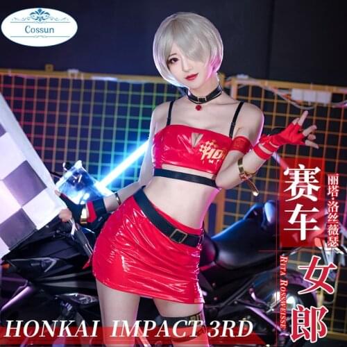 Anime! Honkai Impact 3 Rita Rossweisse Race Queen Racing Suit Uniform Cosplay Costume Halloween Party Outfit For Women 2021 NEW