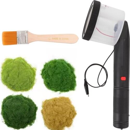 ABS Antiskid Handle Mini Static Grass Flocking Applicator with 4 Colors of Grasspowders for DIY Scenic Modelling Sand Table