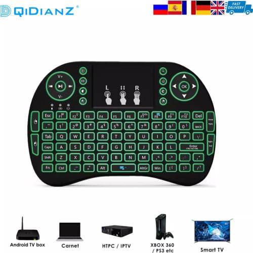 I8 Wireless MINI Keyboard USB Air Mouse Backlit Touchpad Play Game PC For Smart Android TV Box X96 HK1 H96 Qwerty Azerty