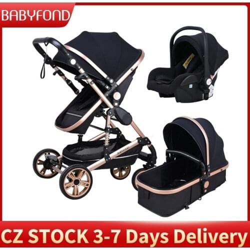 Babyfond Stroller High Landscape Baby Stroller 3 in 1 With Car Seat Folding Baby Carriage for 0-3 Years Two Way Newborn Pram