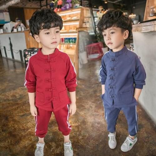 Childrens spring and autumn clothes boy two pieces of Chinese wind suit cotto