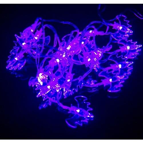 20LEDs Halloween String Lights Outdoor Decor 2Meter Halloween Themed Purple Bat Decorative Lantern Christmas Decor Ornament