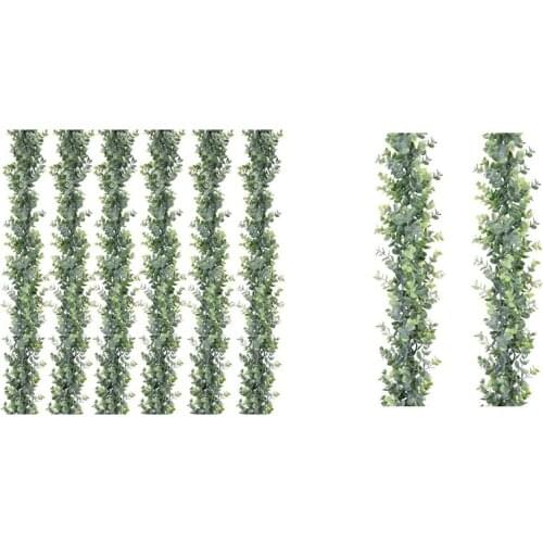Faux Eucalyptus Garland Plant Artificial Vines Hanging Eucalyptus Leaves for Wedding Backdrop Arch Wall Decor