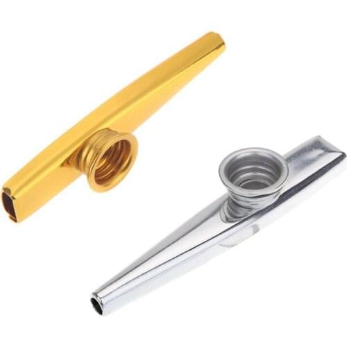Kazoo Aluminum Alloy Metal With 5 Pcs Gifts Flute Diaphragm For Children Music-Lovers, Gold & Silver(2Set)