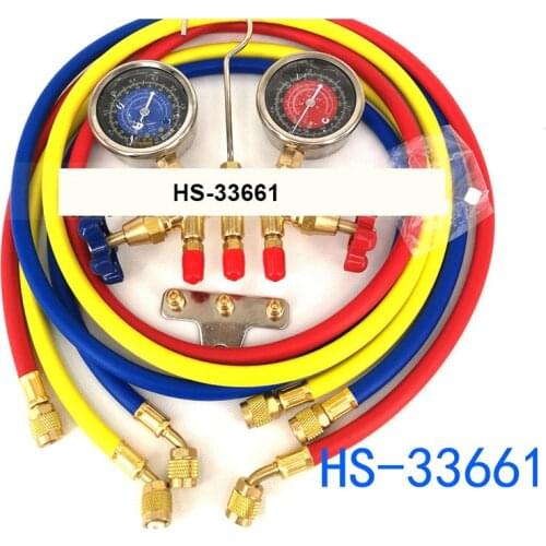 Freon Car AC Airconditioning Conditioner R404A R22 R134A Refrigerant Pressure Gauge Diagnostic Manifold Gauge HS-33661