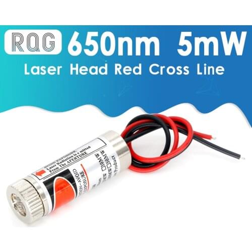 650nm 5mW Focus Adjustable Laser Head Red Cross Line Laser Diodes Module Metal Glass Lens Head Industrial Diameter 12MM