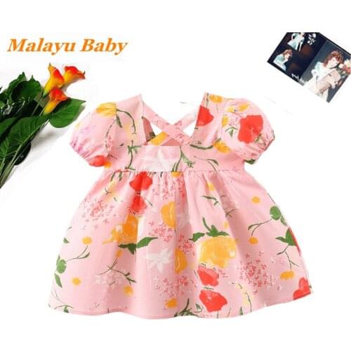 Malayu Baby Infant Girl Dress 2021 Summer New Baby Girl Clothes Cute Cotton Flowers Princess Costume 0-2Years Newborn Vestidos