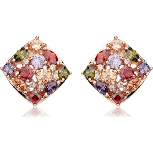 Fashion Women AAA Zircon Crystal Geometric Ear Stud Party Earrings Jewelry Gifts Wedding Bridesmaid Accessories Jewelry New