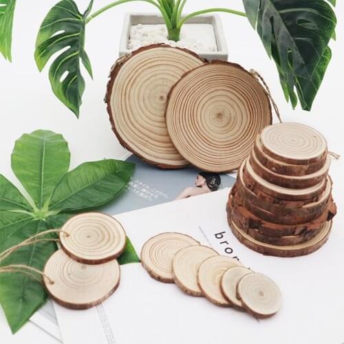 Natural Pine Round Unfinished Wood Chips With Bark Wood Board DIY Wooden Drawing Board Handmade Home Decor Photograghy Props