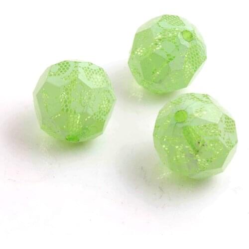 Newest 100pcs/lot 20mm chunky acrylic lime faceted print white lace Beads,chunky disco beads for Chunky Necklace Jewelry