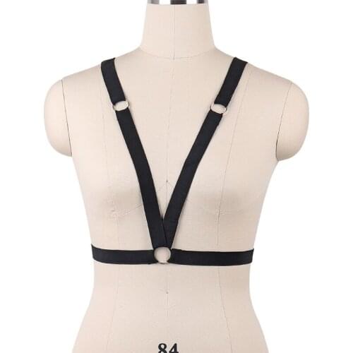 Wholesale 10piece Womens Goth Body Harness Belts Sexy Rave Harness Bra Bondage Lingerie Elastic Strappy Tops Caged Bras Bustier
