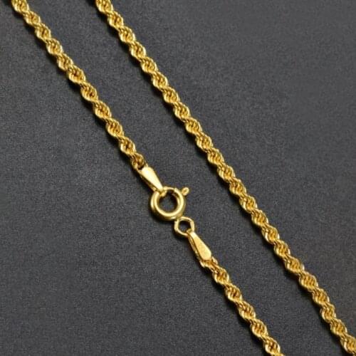 Real 18K Solid Yellow / Rose Gold Necklace 2mmW Rope Chain / 16-24inch / Women Men Chain