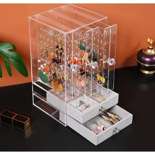 Acrylic Material Jewelry Display Stand Can Hold Earring Rack and Jewelry Storage Box Earring Display Box