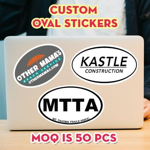 Custom Oval Stickers for brand company logo with Hi-quality printing Strong adhesive water proof sticker for Promotional use