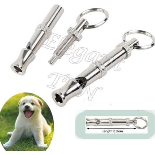 Portable Mini Adjustable UltraSonic Pet Puppy Training Whistle Flute Stainless Steel Clickety Dog Inubue Keychain