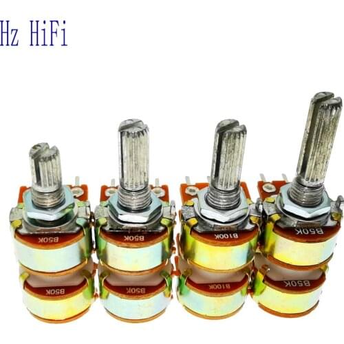 2PCS High quality B50K B100K 50K 100K Stereo Volume Potentiometer Audio 4 Channels Volume Potentiometer DIY HIFI RK163