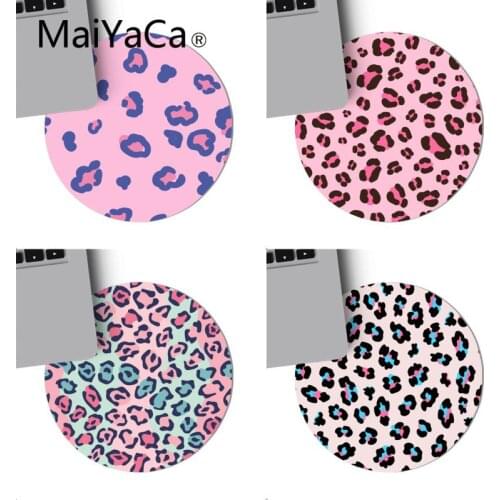 MaiYaca Leopard color print pink Computer Gaming Mousemats Game Mouse Pad round mouse Mat Anti Slip gaming Mousepad 22x22cm