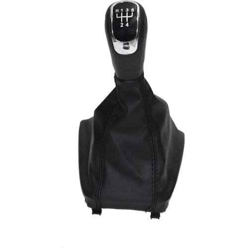 Silver & Leather Car Shift Gear Knob Lever Gaitor Boot Cover For Skoda Yeti 2009 2010 2011 2012