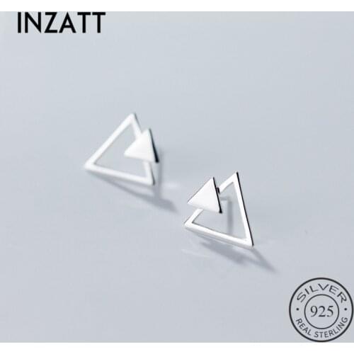 INZATT Fashion Real 925 Sterling Silver Triangle Stud Earrings Minimalist For Charm Women Fine Jewelry Accessory Party Gift