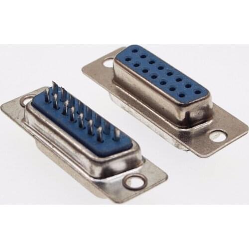 Blue DB15 female socket jack connector 15pin dual rows Free shipping