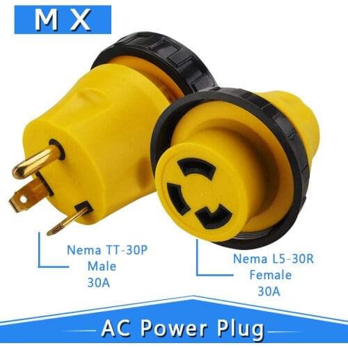 [TT-30P to L5-30R] Plugrand generator adapter RV 30Amp TT-30P to L5-30R 30Amp 3-pin locking adapter