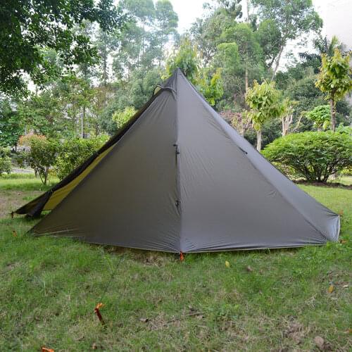 Ultralight Bushcraft Pyramid Tent 20D Silicone Nylon Camping Tent with Chimney Hole Two Door Shelter Backpacking Teepee Tent