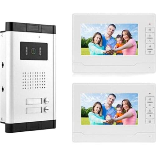 Video Intercom 7 Inch Memory Video Doorphone Apartment Building Intercom System With 2 Rooms