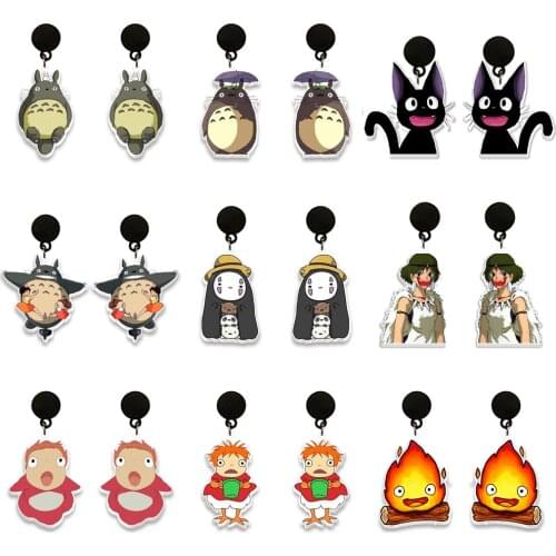 Japanese Cartoon Totoro Black Stud Earrings For Kid Charm Gift Summer Jewelry Decoration Drop Earrings