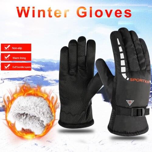 Winter Motorcycle Warm Gloves Outdoor Riding Mittens Windproof Non-slip Thick Gloves Warm Plush For Cycling Fitness Hiking